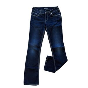 Silver Suki Mid Slim Boot Jeans W29 Dark Wash Bootcut Contrast Stitch 👖✨